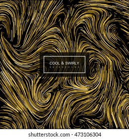 Abstract artistic curl background with swirled stripes. Vector vintage illustration of swirled stripes background. Marble or acrylic texture imitation. Abstract psychedelic background
