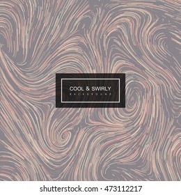 Abstract artistic curl background with swirled stripes. Vector vintage illustration of swirled stripes background. Marble or acrylic texture imitation. Abstract psychedelic background