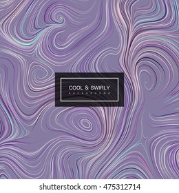 Abstract artistic curl background with swirled stripes. Vector vintage illustration of vortex stripes. Marble or acrylic texture imitation. Abstract psychedelic background