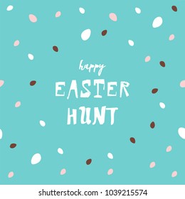 Abstract artistic cute Happy Easter Banner with colorful cartoon festive eggs pattern background. Funny childish greeting card, web banner or header. Vector illustration