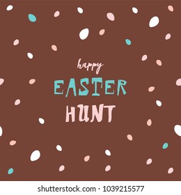 Abstract artistic cute Happy Easter Banner with colorful cartoon festive eggs pattern background. Funny childish greeting card, web banner or header. Vector illustration