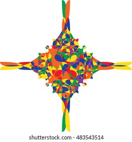 Abstract artistic decorative ornamental cross. Stained glass or jewelry style, colorful mosaic vector illustration.