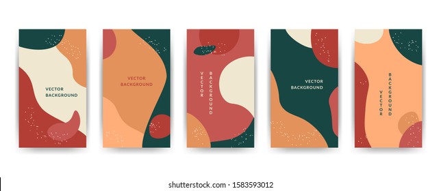 Abstract artistic decorative story backgrounds. Vector stories banner set minimal modern style. Creative concept with copy space for text, design template for bloggers social media stories