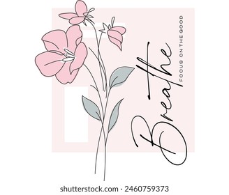 Abstract artistic design with flower in lines. Templates for celebration, ads, branding, banner, cover, label, poster, sales, lovely print for t-shirt. Breathe focus on the good.