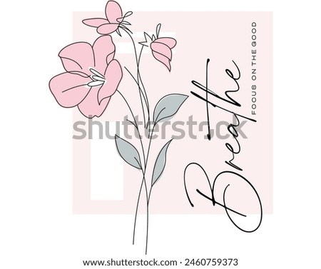 Abstract artistic design with flower in lines. Templates for celebration, ads, branding, banner, cover, label, poster, sales, lovely print for t-shirt. Breathe focus on the good.