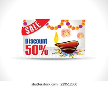 abstract artistic diwali on colorful rangoli discount card vector illustration