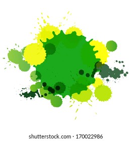 Abstract artistic element forming by blots, color with place for text and lettering on a white background