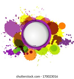 Abstract artistic element forming by blots, color with place for text and lettering on a white background