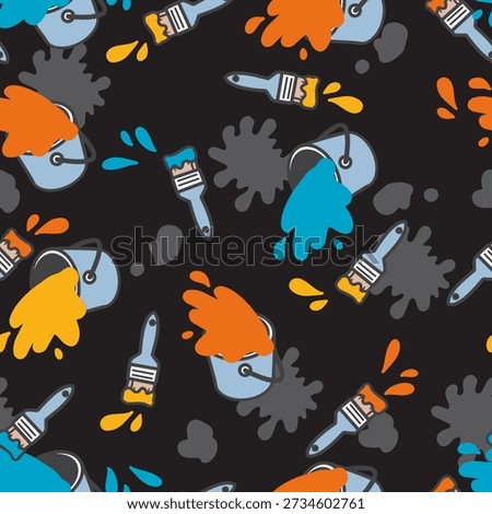 Abstract Artistic Flair Paint and Brush Pattern. Perfect for fabric designs, wrapping papers, or any project that calls for a burst of creativity, this pattern is sure to inspire artists of all ages.