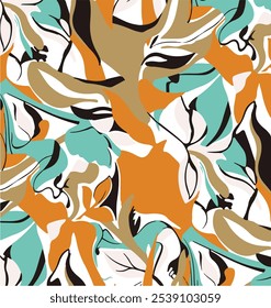 Abstract artistic floral pattern. Vector Illustration. White background.