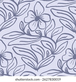 Abstract artistic Florals seamless pattern background vector. Colorful botanical wallpaper with flower, foliage. Design for prints, cover, fabric, packaging, wall art, home decor.