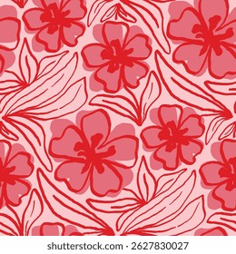 Abstract artistic Florals seamless pattern background vector. Colorful botanical wallpaper with flower, foliage. Design for prints, cover, fabric, packaging, wall art, home decor.