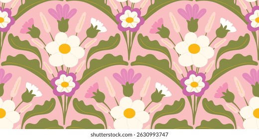 Abstract artistic Florals seamless pattern background vector. Colorful botanical wallpaper with flower, foliage. Design for prints, cover, fabric, packaging, wall art, home decor.