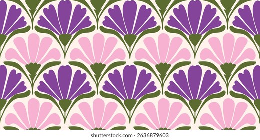 Abstract artistic Florals seamless pattern background vector. Colorful botanical wallpaper with flower, foliage. Design for prints, cover, fabric, packaging, wall art, home decor.