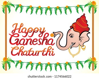 abstract artistic ganesha chaturhi text vector illustration
