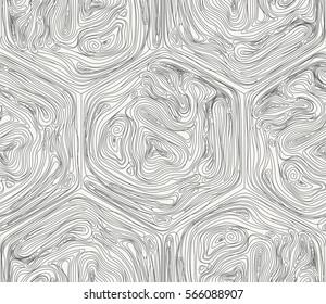 Abstract artistic geometric background with hexagonal structure in trendy outlined style. Repeating doodle texture is perfect for prints, postcards and wallpapers. Vector seamless pattern.