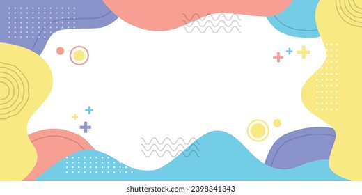 Abstract artistic geometric elements  curve circle line Memphis style banner design. Vector illustration.