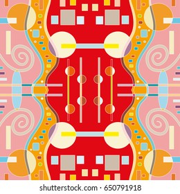 Abstract artistic geometric seamless pattern. Colorful design for wallpaper, flyer, brochure cover. Colored geometric shapes, figures. Modern art background