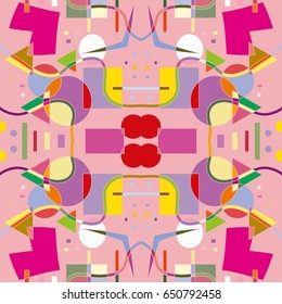 Abstract artistic geometric seamless pattern. Colorful design for wallpaper, flyer, brochure cover. Colored geometric shapes, figures. Modern art background