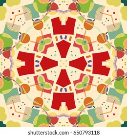 Abstract artistic geometric seamless pattern. Colorful design for wallpaper, flyer, brochure cover. Colored geometric shapes, figures. Modern art background
