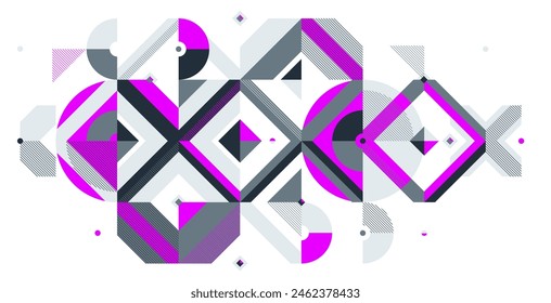 Abstract artistic geometric vector background, Bauhaus style wallpaper design, trendy retro art, Memphis style decoration.