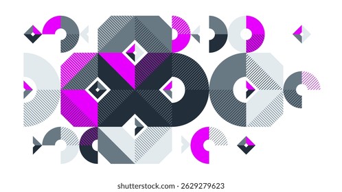 Abstract artistic geometric vector background, Bauhaus style wallpaper design, trendy retro art, Memphis style decoration.