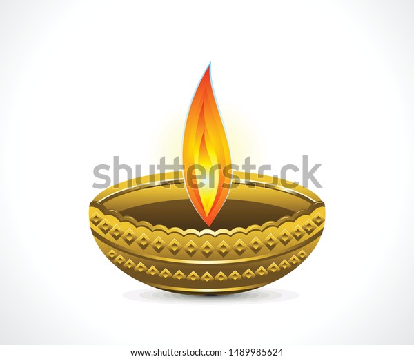 Abstract Artistic Golden Diwali Deepak Vector Stock Vector ...