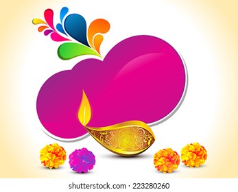 abstract artistic golden diwali with shiny purple shape vector illustration