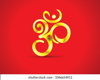 abstract artistic golden om text vector illustration