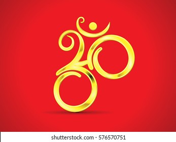 abstract artistic golden om text vector illustration