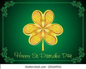 abstract artistic golden st patrick clover background vector illustration
