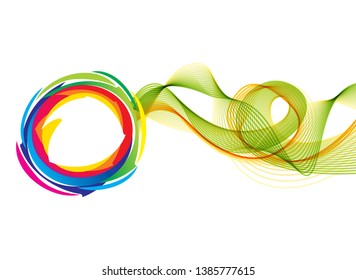 abstract artistic green line wave explode vector illustration