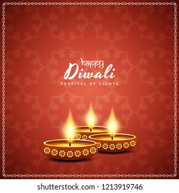 Abstract artistic Happy Diwali celebration red background