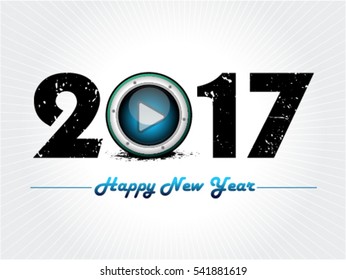 abstract artistic happy new year with play button text vector illustration