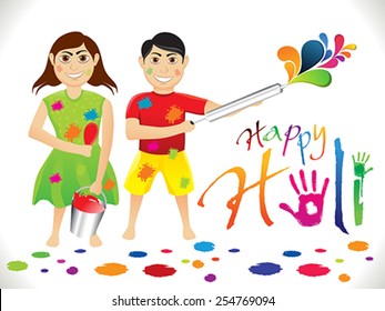 abstract artistic holi cartoon vector illustration