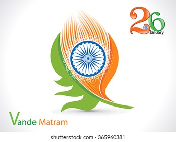 abstract artistic indian flag feather vector illustration