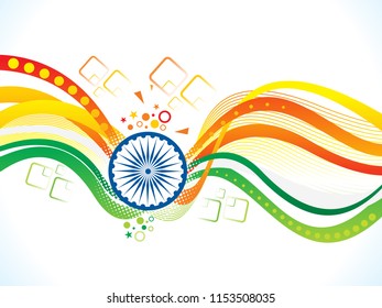 abstract artistic indian flag wave vector illustration