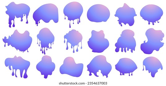 Abstract artistic ink splatter paint splatter, drops, dots, wet dye prints. Watercolor paint brush texture. Grunge water, spray drop spatter, dirty blot splatters, silhouettes. Vector illustration