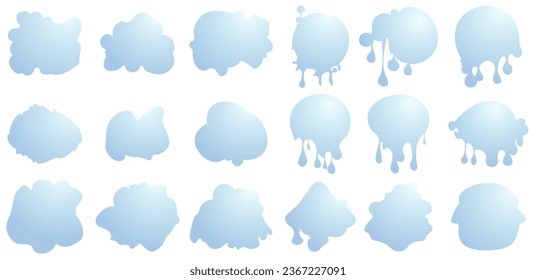 Abstract artistic ink splatter paint splatter, drops, dots, wet dye prints. Watercolor paint brush texture. Grunge water, spray drop spatter, dirty blot splatters, silhouettes. Vector illustration