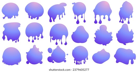 Resumen de la mancha de pintura con manchas de tinta artística, gotas, puntos, huellas de tinte húmedo. Textura de pincel de color de agua. Agua gruesa, salpicadura de gota de pulverización, manchas sucias de sangre, siluetas. Ilustración del vector