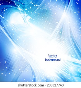 Abstract artistic light icy winter wave. Blue color dynamic shiny background. Vector wallpaper