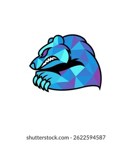 Abstract Artistic Logo with Polygonal Bear Head Illustration