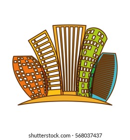 abstract artistic monochrome city building icon image vector illustration design 