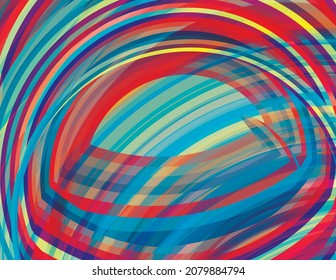 Abstract artistic multicolor background with striped rounded shape. Colorful vector graphic illustration. CMYK colors