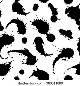 Abstract artistic paint splashes and blots seamless pattern. Hand drawn splash texture. For cards, invitations, identity, books, advertisement, magazine textile and interior decoration.