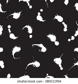Abstract artistic paint splashes and blots seamless pattern. Hand drawn splash texture. For cards, invitations, identity, books, advertisement, magazine textile and interior decoration.