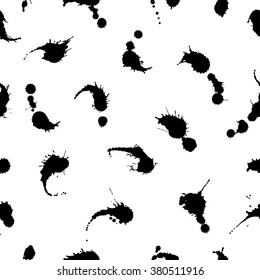 Abstract artistic paint splashes and blots seamless pattern. Hand drawn splash texture. For cards, invitations, identity, books, advertisement, magazine textile and interior decoration.