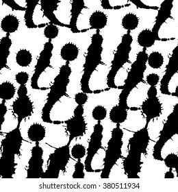 Abstract artistic paint splashes and blots seamless pattern. Hand drawn splash texture. For cards, invitations, identity, books, advertisement, magazine textile and interior decoration.
