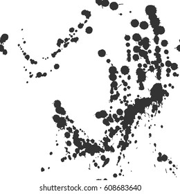 Abstract artistic paint splashes and blots seamless pattern. Black and white hand drawn splash textured background. Design for print, fabrics, textile, wrapping paper, wallpaper. Vector illustration.