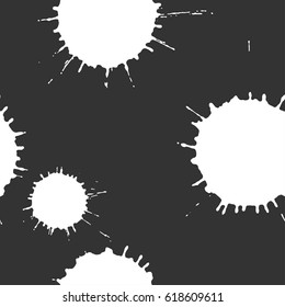 Abstract artistic paint splashes and blots seamless pattern. Black and white hand drawn splash textured background. Design for print, fabrics, textile, wrapping paper, wallpaper. Vector illustration.